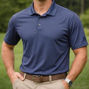 PGA TOUR Performance Polo Shirt XXL Blue Textured Golf Shirt Mens Athletic